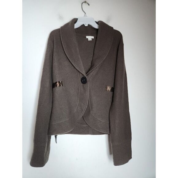 Garnett Hill Women Chocalate Brown 100% Wool Knit Cardigan Sweater size Small - Picture 1 of 7